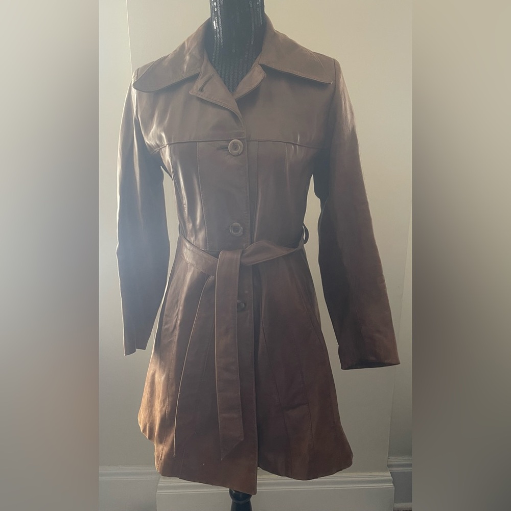 Vintage Victoria Leather Brown Leather Jacket Size 14